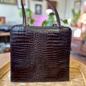 Enzo Angiolini brown croc embossed tote